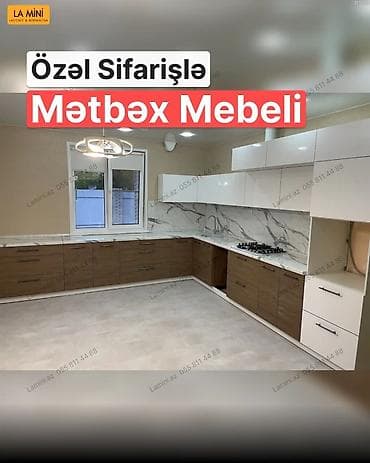 Sifarişlə mətbəx dəsti, Özü çəkən petlələr, MDF, Kredit yoxdur — 2
