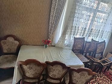 Yemək otağı mebeli dəsti - Klassik üslubda taxta masa: düzbucaqlı