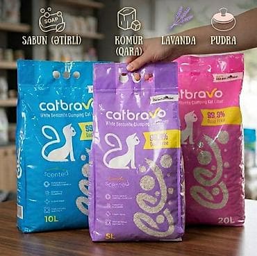 5lt-4.50azn, 10lt-8.50azn,20lt-16.50azn. Catbravo White Bentonite