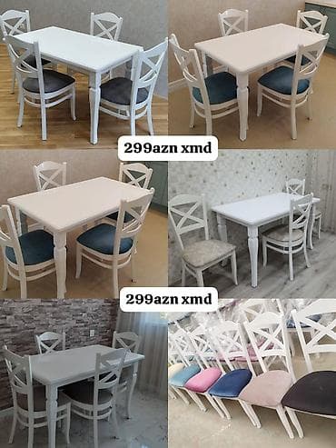Ağ rəngdə yemək masa‑stul dəsti - Dəst tərkibi: 1 ədəd düzbucaqlı — 1