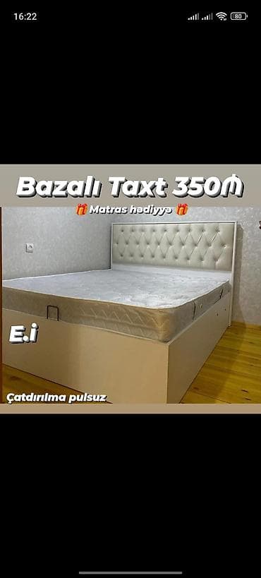 yorğa: Bazalı taxt – 350₼ - Düz xəttli, zərif dizaynlı başlıq: düyməli — 1