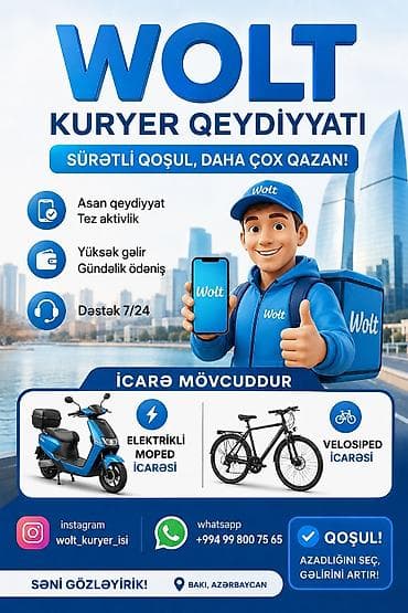 İş: Sürücü-kuryer tələb olunur, Nəqliyyat təmin edilir, Gündəlik ödəniş, Təcrübəsiz — 1