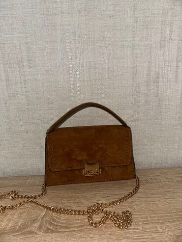 qaşlı çanta: Qəhvəyi süet mini çanta - Material: yumşaq süet tekstura - Rəng: isti — 2