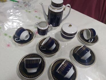 kofe servisi: Qəhvə dəsti, rəng - Göy — 2