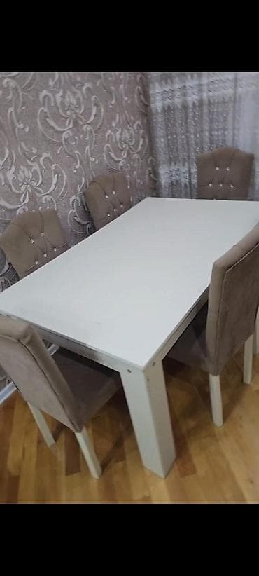 Qonaq otağı üçün, İşlənmiş, Dördbucaq masa, 6 stul