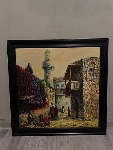 Yağlı boya tablo – Şərq məhəlləsi səhnəsi - Texnika: yağlı boya