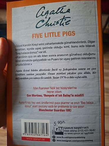 hedef kitabi: Məhsul: Kitab – “Beş Balaca Donuz” (Agatha Christie) - Müəllif — 2