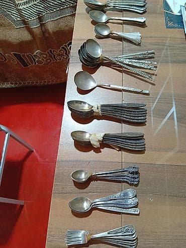 qapi bezeyi: Mətbəx üçün müxtəlif ölçülü qədim üslublu çəngəl–qaşıq dəstləri — 2