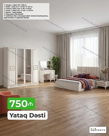 matras sumqayit: Yataq Dəsti – 750 ₼ Komplektə daxildir: - Çarpayı: 1 ədəd, 160 × 200 — 1