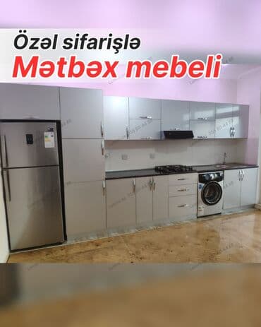 Özəl sifarişlə mətbəx mebeli - Ölçülərə uyğun layihələndirmə: düz