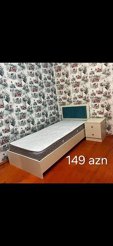 Tək nəfərlik çarpayı dəsti - Komplektə çarpayı, matras və 2 çekmecəli