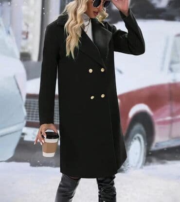 klassik qadin pencekleri: Qadınlar üçün klassik qara palto - Üslub: İkiqat düymələnən — 1