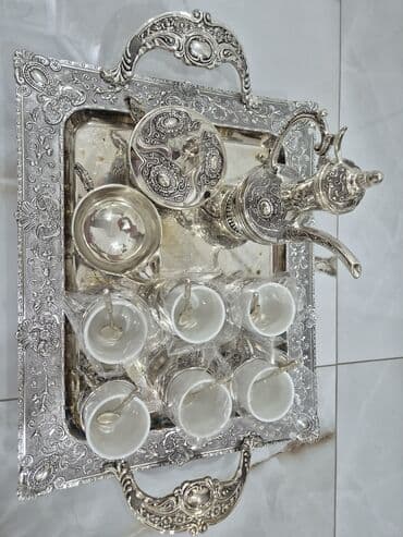 kapuçino: Qəhvə dəsti, rəng - Gümüşü, Metal — 3