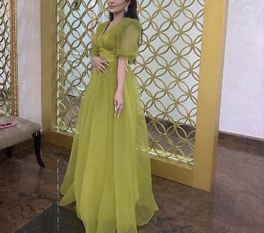 Женская обувь: Şifon uzun paltar – açıq limon-yaşıl rəng - Material: çoxqatlı yüngül — 3