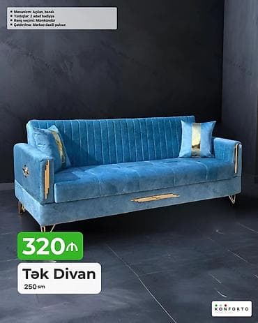 Tək divan – 250 sm - Mexanizm: açılan, bazalı (alt hissədə saxlama — 1