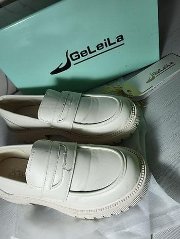 deri canta: Qadın loaferləri – GeLeiLa - Model: GeLeiLa loafer - Rəng: krem/ağ - — 7