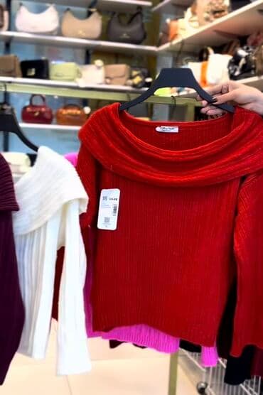 qadın jaketi: Sviter, One size, rəng - Qırmızı — 2