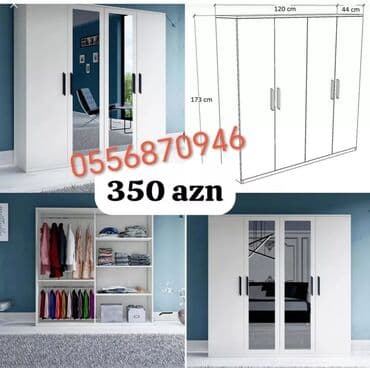 şkaf ucuz: Yeni, Açılan, 5 qapı Düz dolab, Qarderob, paltar dolabı, Azərbaycan — 6