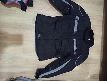 Motosiklet gödəkçəsi – qara rəng, boz reflektor zolaqlar - Uzun kəsim