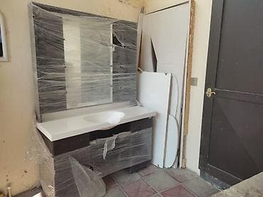 divar skaflari: Bərbər moykası – lavabo masası və böyük güzgülü asma dolab - Üst — 3