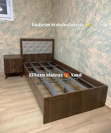 Təknəfərlik çarpayı, Bazalı, Matras ilə, Siyirməsiz