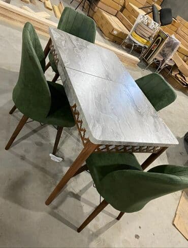 Masa və oturacaq dəstləri: Qonaq otağı üçün, Yeni, Açılan, Dördbucaq masa, 4 stul — 7