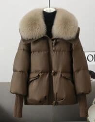 Qadın ş qış gödəkçəsi – XL ölçü - Rəng: qəhvəyi - Geniş, həcmli təbii