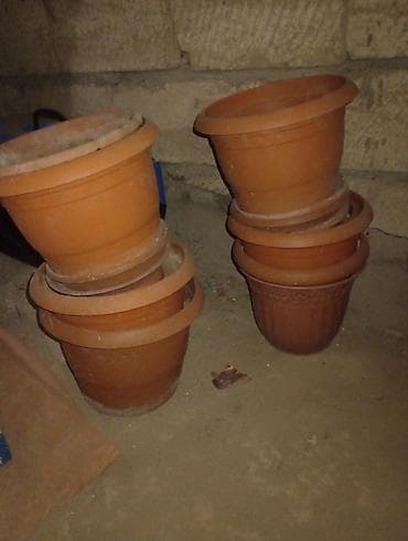 Gil və plastik gül dibçəkləri dəsti - Rəng: klassik terrakota (gil)