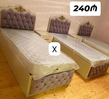 intex matras: Tək nəfərlik çarpayı - Klassik dizaynlı, yumşaq başlıqlı model - — 1