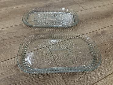 Süfrə ləvazimatları: Şüşə serviç qabları dəsti - Forma: düzbucaqlı, yumru künclü - — 1