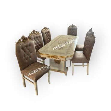 столы и стулья для гостинной цены: Для гостиной, Новый, Нераскладной, Прямоугольный стол, 6 стульев — 9