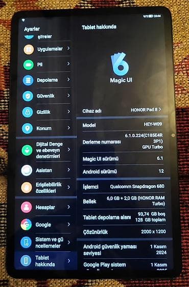 Elektron kitablar: HONOR Pad 8 planşet - Model: HEY-W09 - Ekran: 12" (2000 x 1200) geniş — 2