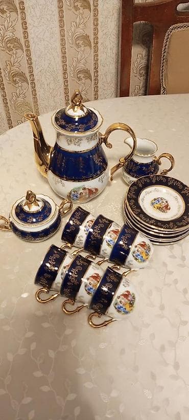 sufre: Çay dəsti, rəng - Göy, Farfor, Bohemia, Çexiya — 1