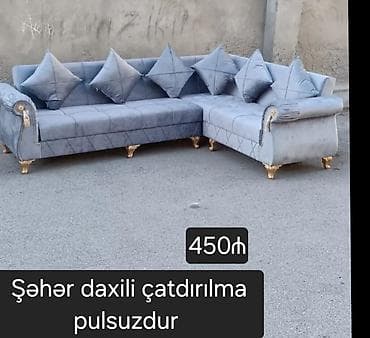 Künc divan, Yeni, Açılmayan, Vеlur parça, Şəhərdaxili pulsuz çatdırılma