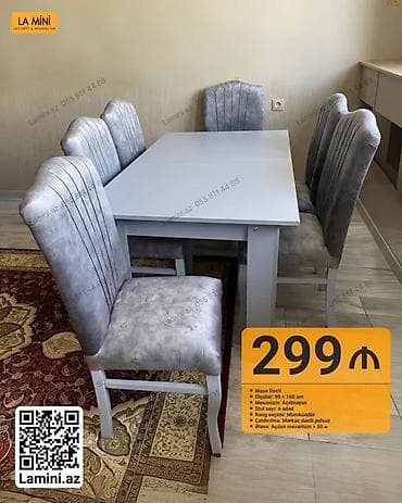 Для гостиной, Раскладной, Прямоугольный стол, 6 стульев at lalafo.az Для гостиной, Раскладной, Прямоугольный стол, 6 стульев