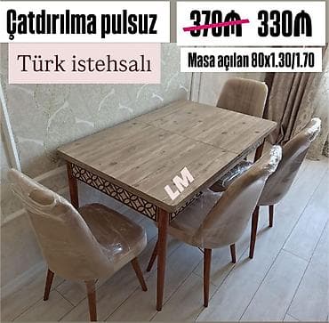 stullar lalafo: Açılan, Dördbucaq masa, 4 stul — 1