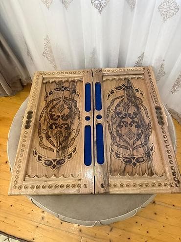 idman qida: Taxta nərd dəsti – əl işidir - Material: Qoz ağacı (tam taxta) — 9