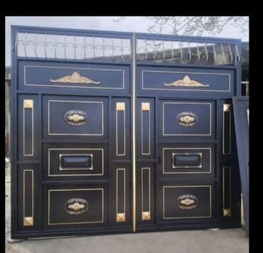 жер тошок: Железо Дворовые ворота, Распашные, 3 м, Механические, С дверью, цвет - Голубой, Нет кредита, Платная установка, Платная доставка — 58