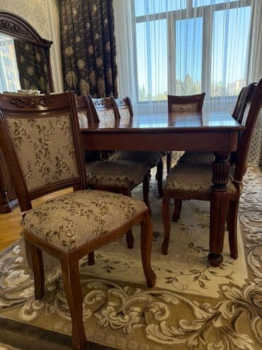 divar saat sekilleri: Qonaq otağı üçün, Açılan, Dördbucaq masa, 6 stul — 6