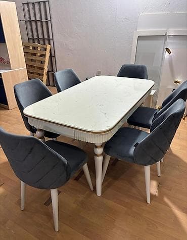 Qonaq otağı üçün, İşlənmiş, Kvadrat masa, 6 stul