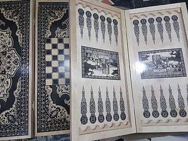 Ağac tavla dəsti - Material: təbii ağacdan hazırlanmış, iç səthində