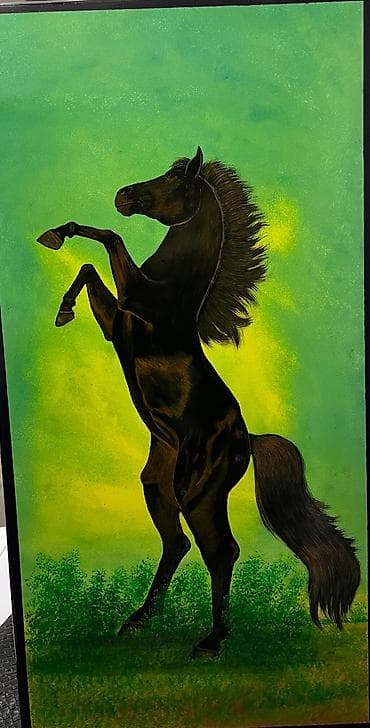 canavar ve qiz sekilleri: Əl işləri – At təsvirli lövhələr və nərd taxtası - Məhsul: Rəssam — 1