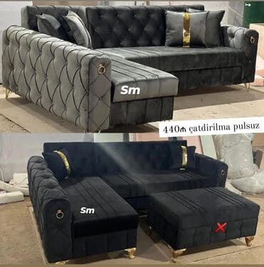 mingəçevirdə divan: Künc divan, Yeni, Açılan, Bazalı, Vеlur parça, Pulsuz çatdırılma — 1