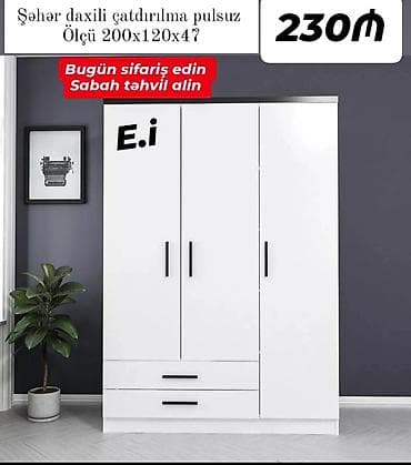 sovde az mebel: 3 qapılı Dolab Yep yeni 230 rəng seçimi var çatdırılma var endirimli — 1