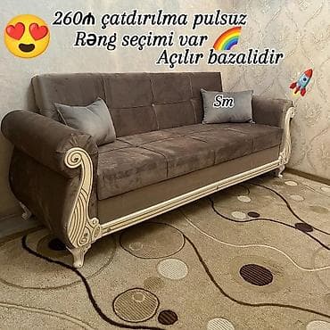 Di̇van-kravat, Açılan, Bazalı, Vеlur parça, Pulsuz çatdırılma