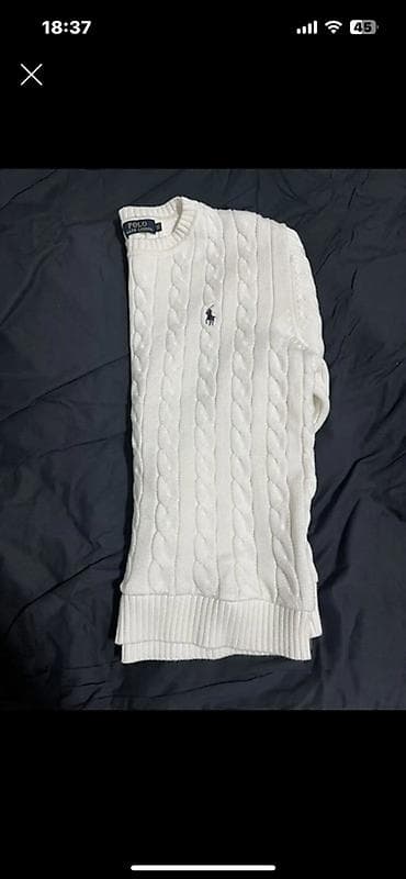 Polo Ralph Lauren kabel toxumalı ağ sviter - Rəng: qarlı ağ - Dizayn