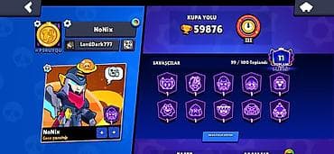 Brawl Stars hesabı - Kupa yolu: 59 876 - Hesabda 549 elmas var -