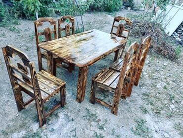 дачный набор стол и стулья: Новый, Квадратный стол, 4 стула, Нераскладной, Со стульями, Дерево — 5