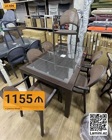stular: Mətbəx üçün, Açılmayan, Dördbucaq masa, 6 stul — 1