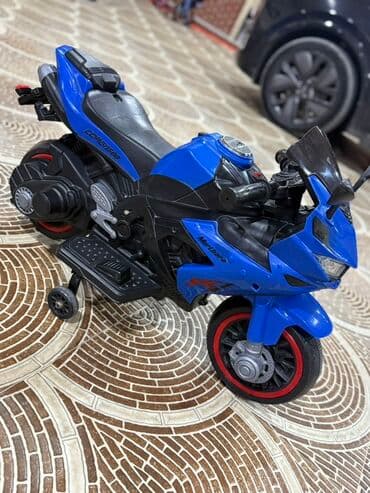 детские мотоциклы на аккумуляторе: Uşaq üçün elektrikli motosiklet – idman stilli, mavi rəng — 1